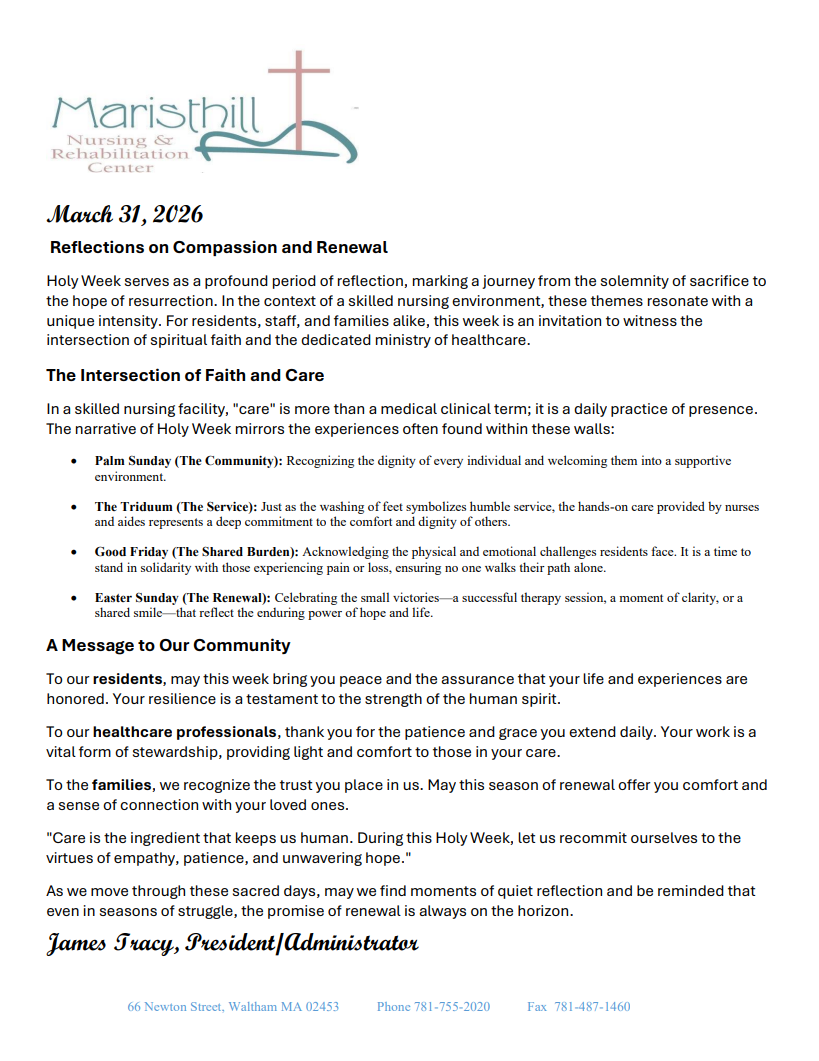 March Reflections & Community Message