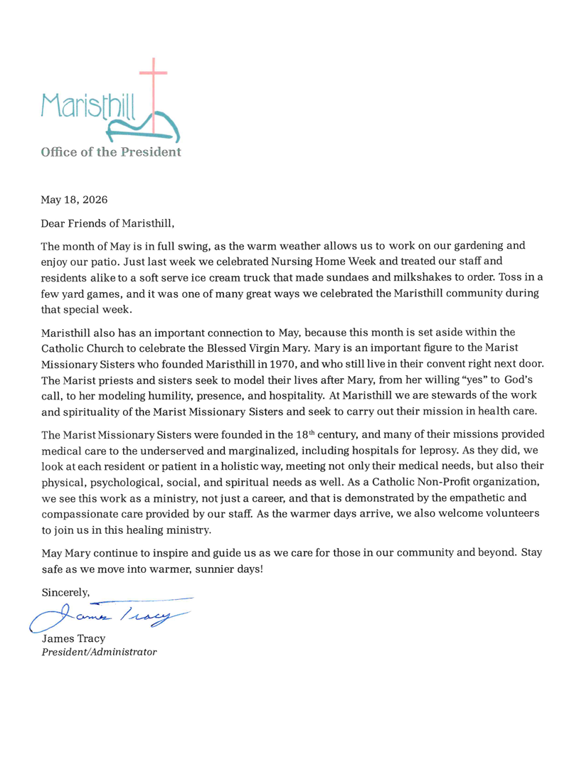 May Letter Jim Tracy