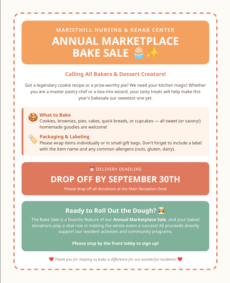 Annual Marketplace Bakesale